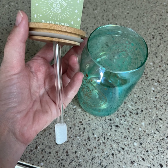 Mystic Scorpio Glass Sipper with Bamboo Lid - Teal - Picture 5 of 5